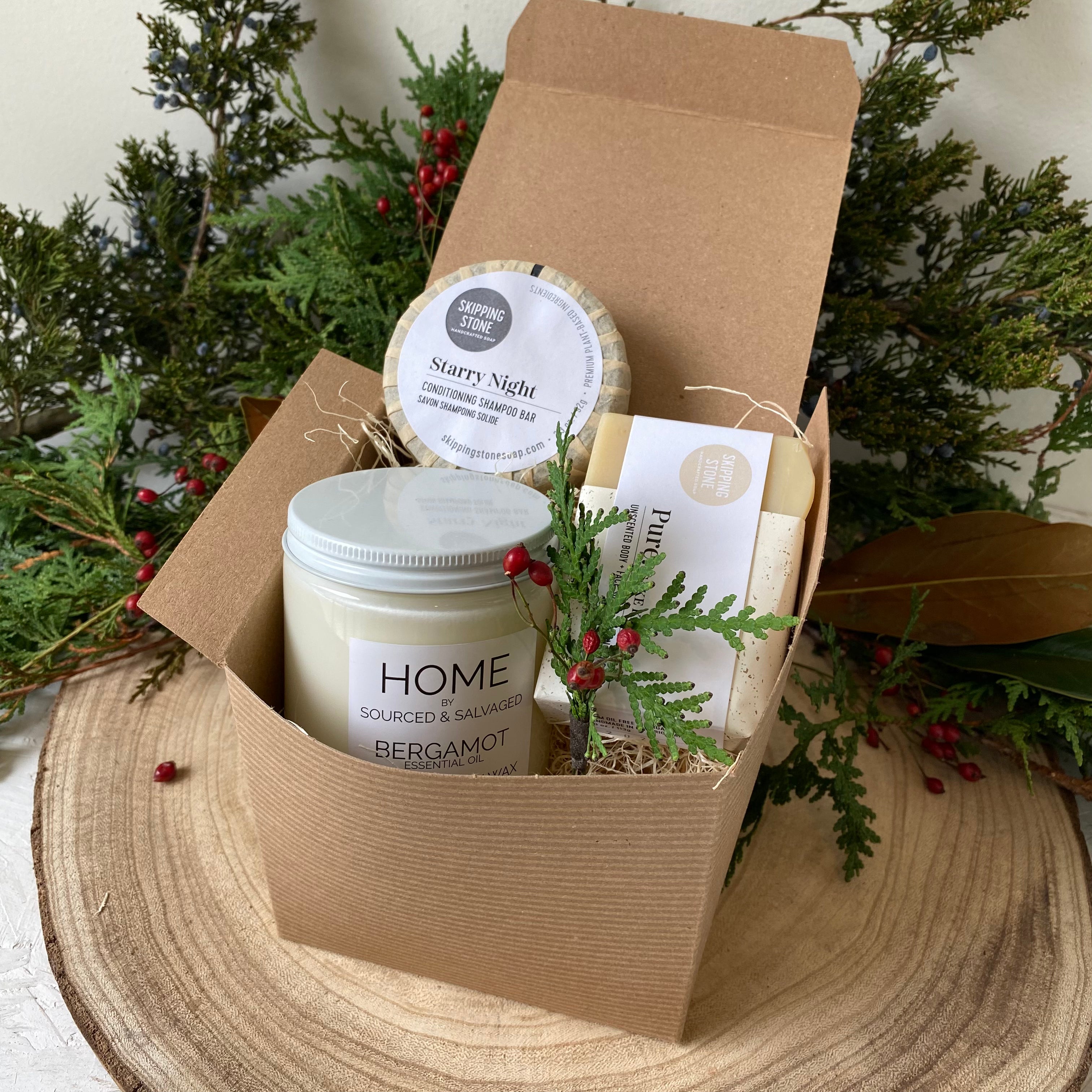 Holiday Soak &amp; Glow: Shampoo Bar, Sake Soap &amp; Candle Set