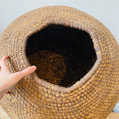 Antique French &amp; Eastern European Rice Straw Basket | 19th - 20th Century - MIKAFleurAntique