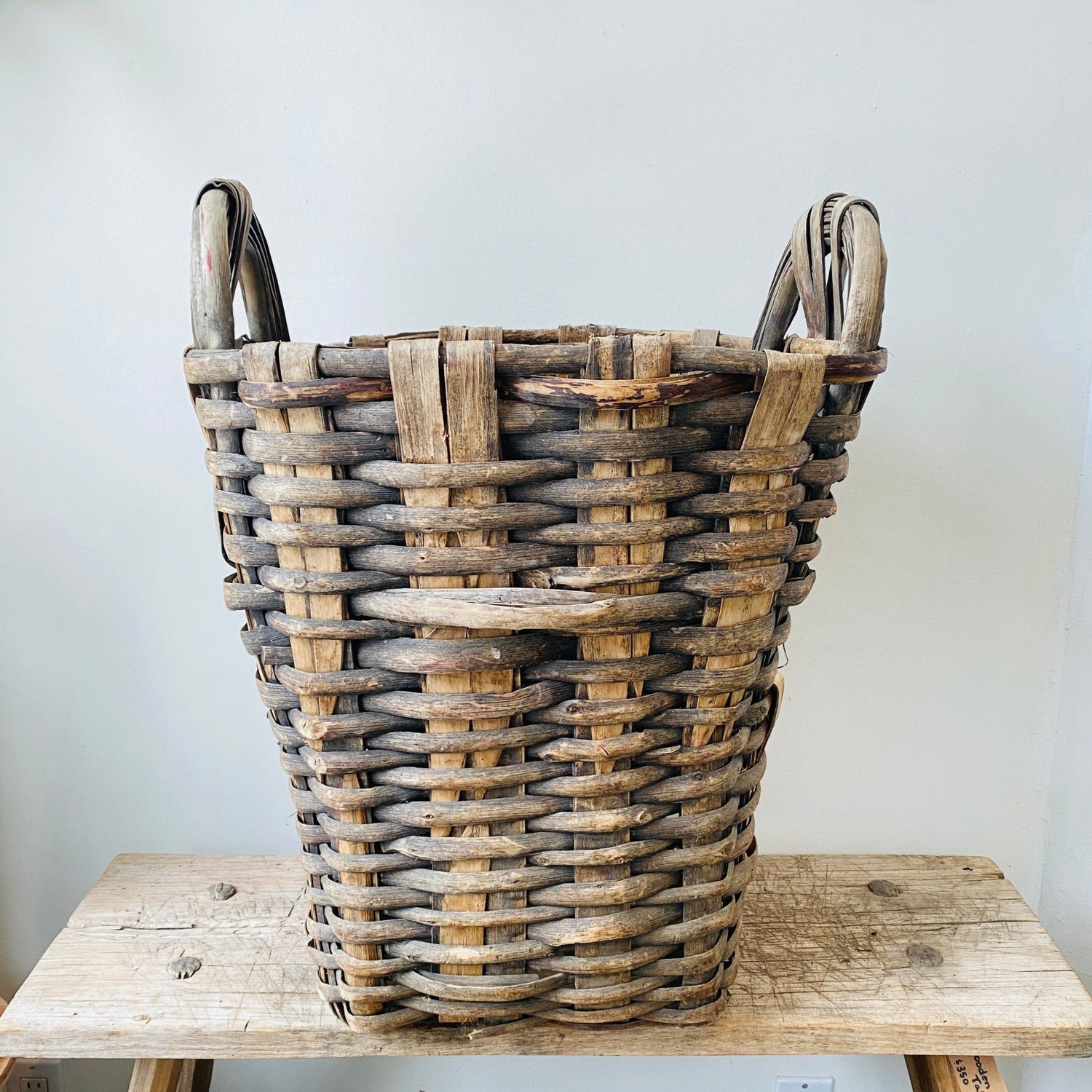 Antique French Oak Harvest Basket | 19th Century Southern France - MIKAFleurAntique