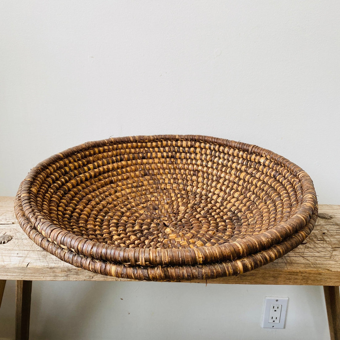 Antique French Rice Straw Basket | Early 20th Century - MIKAFleurAntique