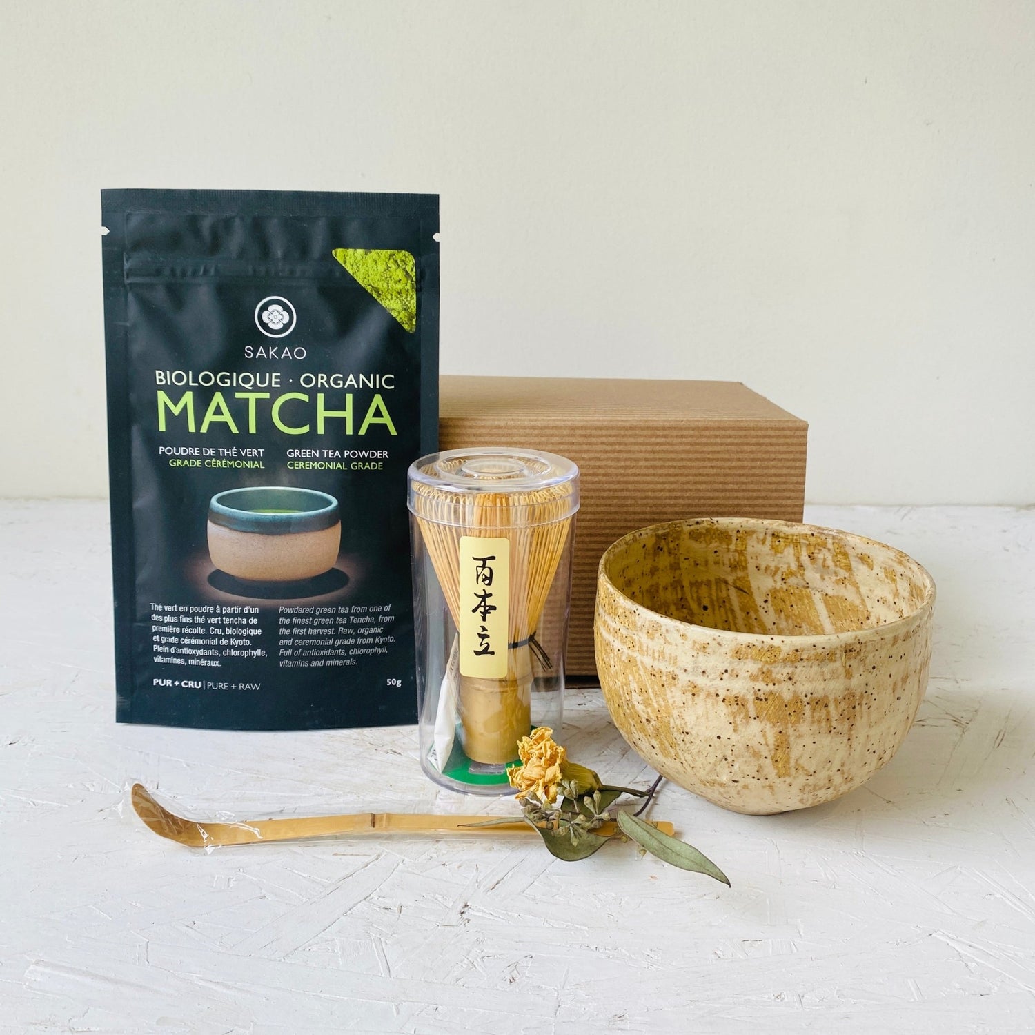 Matcha Gift Set for Tea lover (with box and juniper leaf) - MIKAFleurGift Set