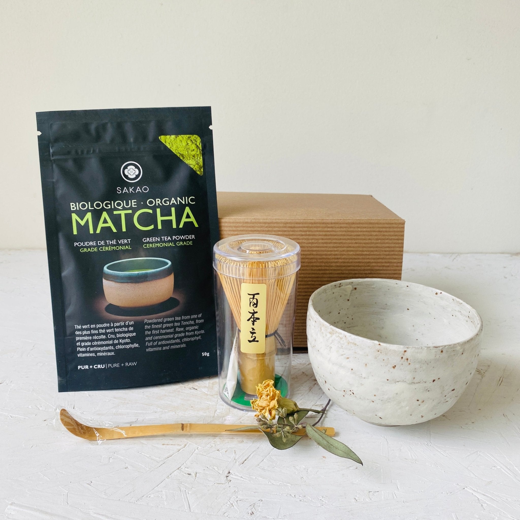 Matcha Gift Set for Tea lover (with box and juniper leaf) - MIKAFleurGift Set