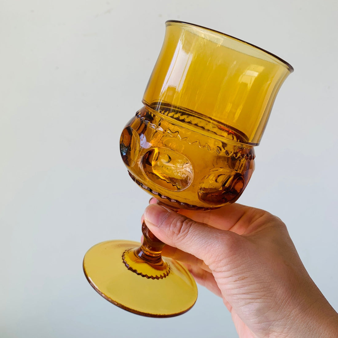 Vintage Amber Glass Goblet - MIKAFleur