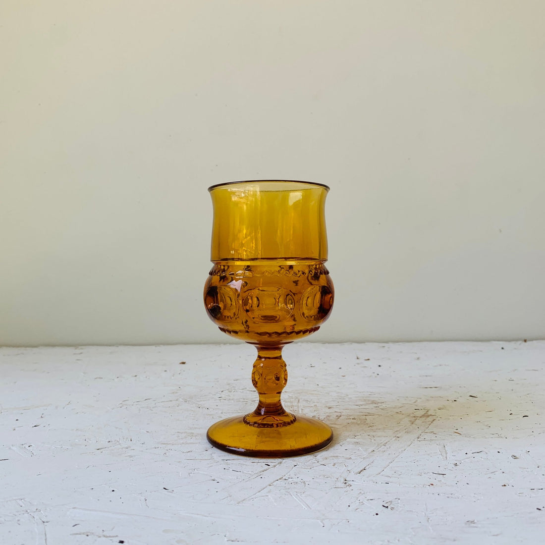 Vintage Amber Glass Goblet - MIKAFleur